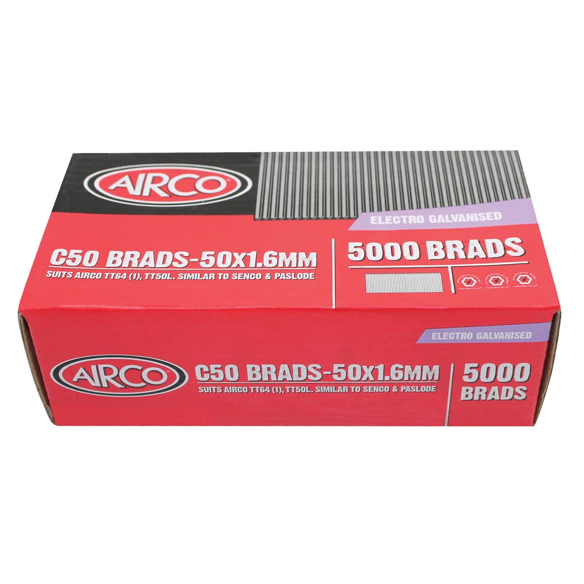 AIRCO C25 Brads. Box Qty: 5000