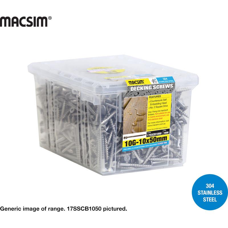 10G X 65MM DECKING SCREW T17 SS304 TUB 500