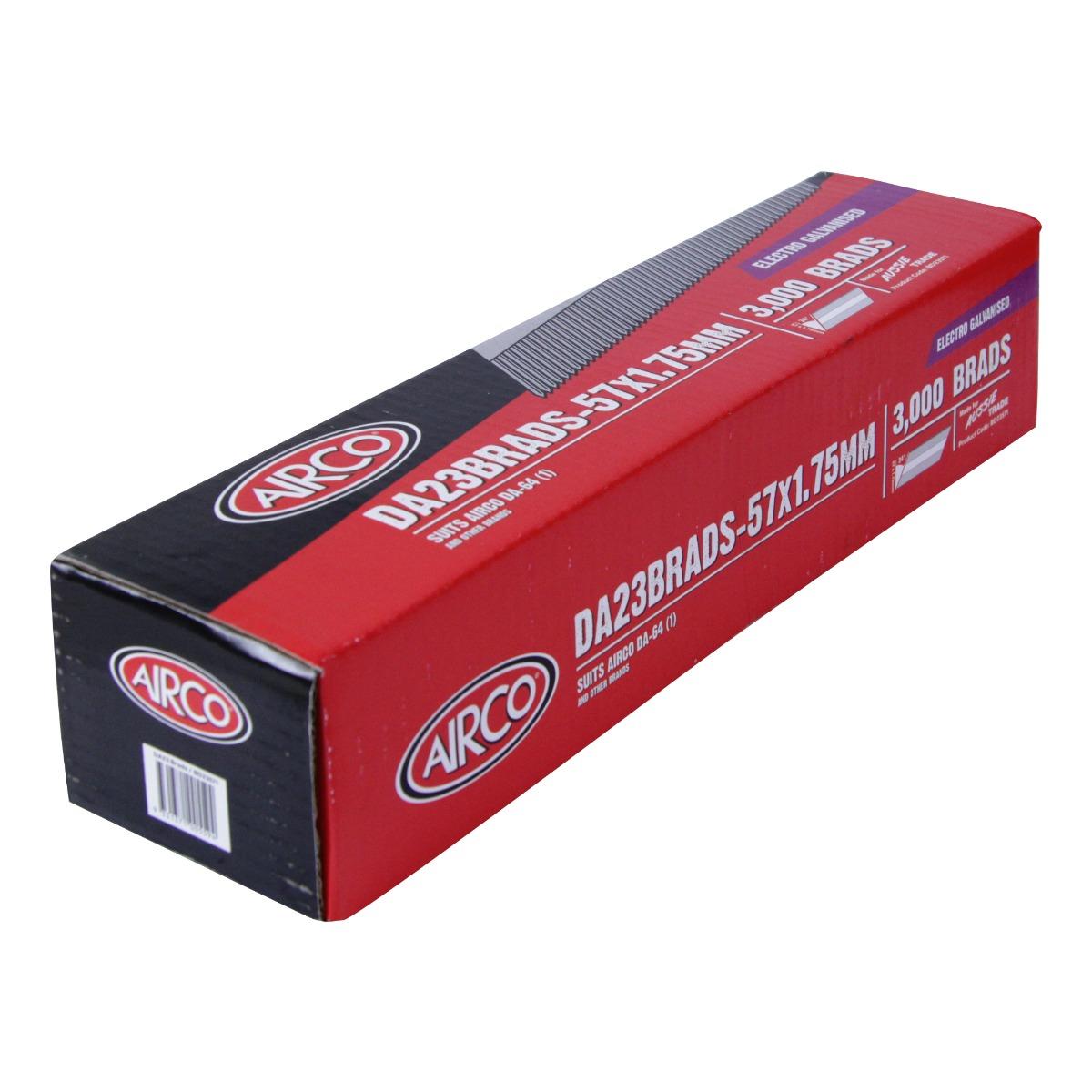 AIRCO DA19 Brads Galv. Coated 45mm X 1.75mm. Box Qty: 3000