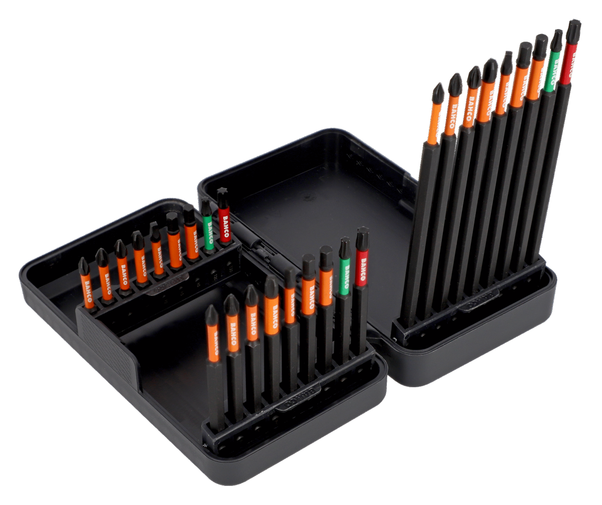 1/4” Impact Torsion Bit Set for Phillips/TORX®/Robertson/Hex Head Screws 27 Pcs
