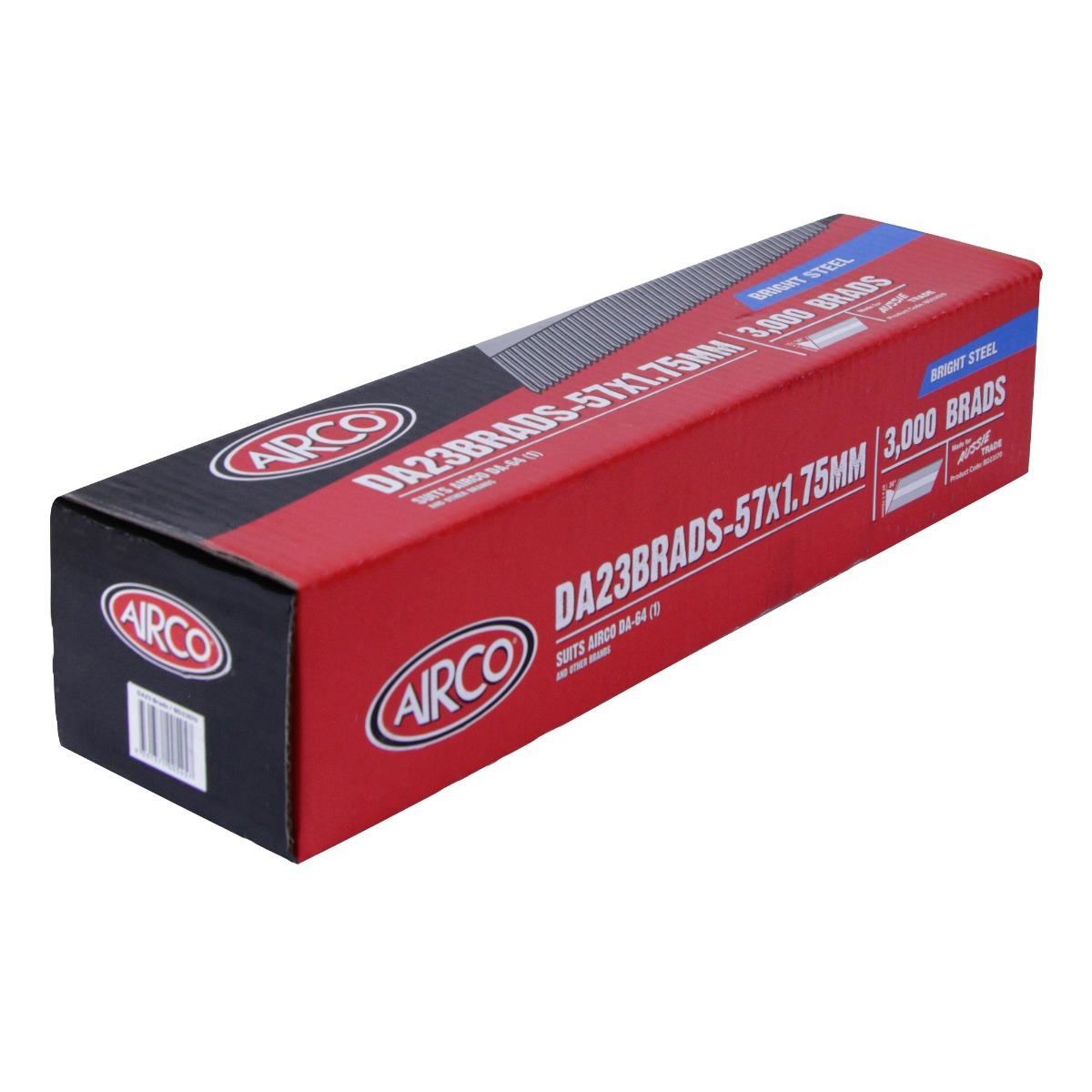 AIRCO DA17 Brads Bright Coated 38mm X 1.75mm. Box Qty: 3000