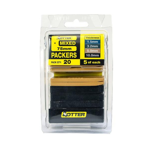 PKR WINDOW 75MM MIXED HANG PK 20PC,75mm Assorted pack of spacers in 4 sizes: 1.5, 3.2, 5 & 10mm